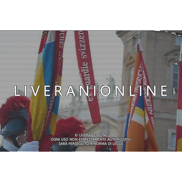 Citta’ del Vaticano 04 Ottobre 2025 Giuramento della Giuramento della Guardia Svizzera Pontificia alla presenza di Sua Santita’ Papa Leone XIV (non accadeva dal 1968 con Paolo VI) nel cortile di San Damaso del Palazzo Apostolico Nella foto: Foto Credit: Andrea Bracaglia- AGENZIA ALDO LIVERANI SAS