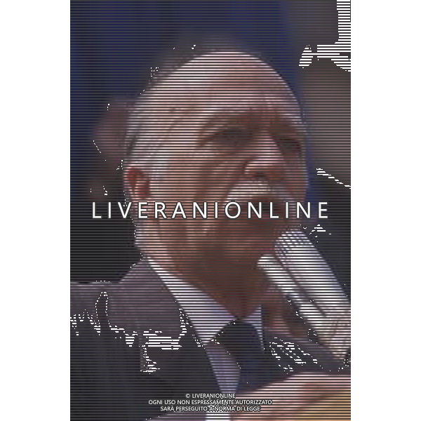 DIAP-RETROSPETTIVA GIORGIO ALMIRANTE POLITICO NELLA FOTO GIORGIO ALMIRANTE IN PIAZZA DUOMO A MILANO NELL\'ANNO 1987 AG ALDO LIVERANI SAS