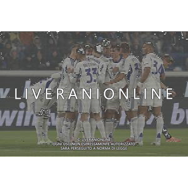 Como players celebrates the goal during Atalanta BC vs Como 1907, 6° Serie A Enilive 2025-26 game at New Balance Arena in Bergamo (BG), Italy, on October 04, 2025. (Photo by Davide Casentini) AG ALDO LIVERANI SAS