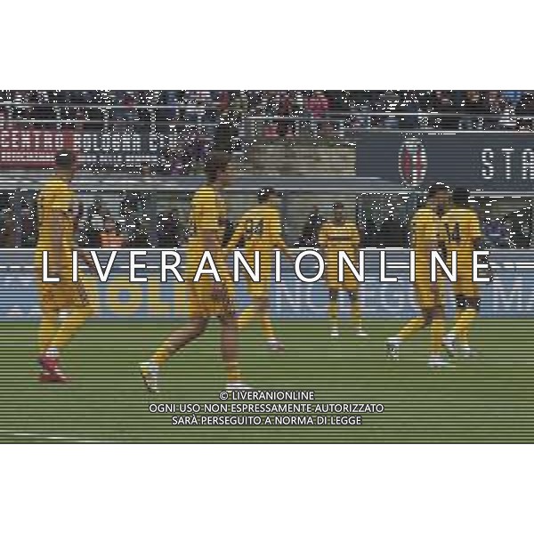 Pisa players expresses disappointment after Nicolò Cambiaghi of Bologna FC goal during Bologna BFC vs Pisa SC, 6° Serie A Enilive 2025-26 game at Renato Dall\'Ara stadium in Bologna (BO), Italy, on October 05, 2025. (Photo by Davide Casentini) AG ALDO LIVERANI SAS
