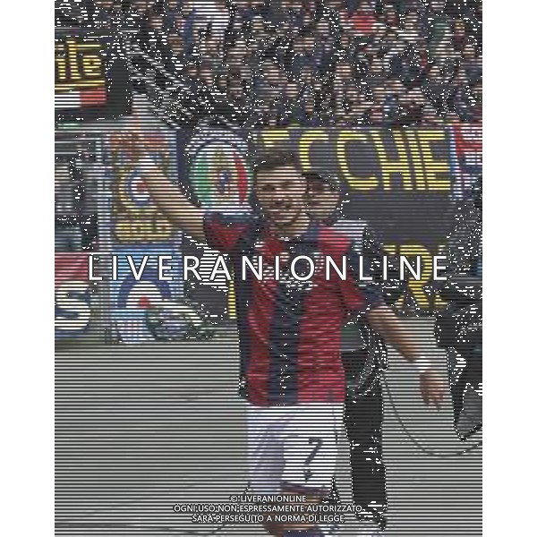 Riccardo Orsolini of Bologna FC. celebrates after scoring during Bologna BFC vs Pisa SC, 6° Serie A Enilive 2025-26 game at Renato Dall\'Ara stadium in Bologna (BO), Italy, on October 05, 2025. (Photo by Davide Casentini) AG ALDO LIVERANI SAS