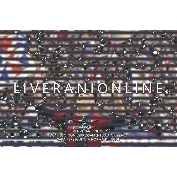 Nikola Moro of Bologna FC celebrates after scoring during Bologna BFC vs Pisa SC, 6° Serie A Enilive 2025-26 game at Renato Dall\'Ara stadium in Bologna (BO), Italy, on October 05, 2025. (Photo by Davide Casentini) AG ALDO LIVERANI SAS