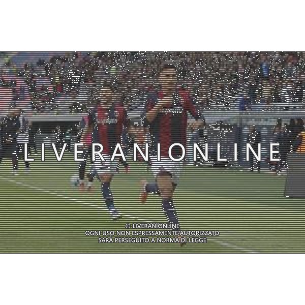 Nikola Moro of Bologna FC celebrates after scoring during Bologna BFC vs Pisa SC, 6° Serie A Enilive 2025-26 game at Renato Dall\'Ara stadium in Bologna (BO), Italy, on October 05, 2025. (Photo by Davide Casentini) AG ALDO LIVERANI SAS