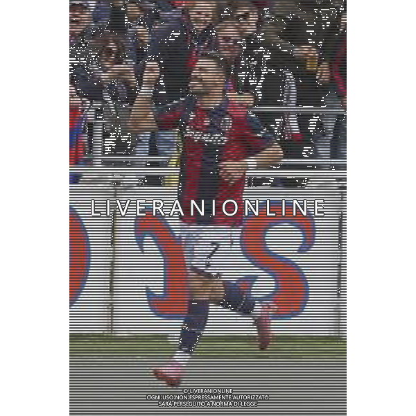 Riccardo Orsolini of Bologna FC. celebrates after scoring during Bologna BFC vs Pisa SC, 6° Serie A Enilive 2025-26 game at Renato Dall\'Ara stadium in Bologna (BO), Italy, on October 05, 2025. (Photo by Davide Casentini) AG ALDO LIVERANI SAS
