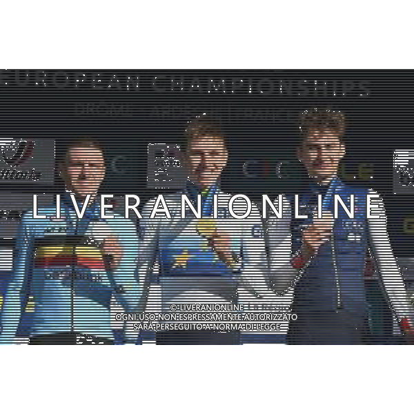 05-10-2025 European Championships Elite; 2025, Uae Team Emirates - Xrg; 2025, Soudal - Quick Step; 2025, Decathlon - Ag2r La Mondiale; Pogacar, Tadej; Evenepoel, Remco; Seixas, Paul; Guilherand Granges; ©SIROTTI - AGENZIA ALDO LIVERANI SAS