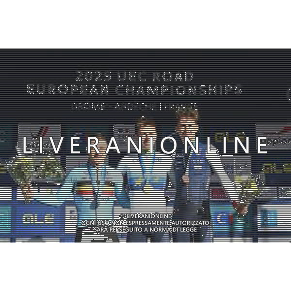 05-10-2025 European Championships Elite; 2025, Uae Team Emirates - Xrg; 2025, Soudal - Quick Step; 2025, Decathlon - Ag2r La Mondiale; Pogacar, Tadej; Evenepoel, Remco; Seixas, Paul; Guilherand Granges; ©SIROTTI - AGENZIA ALDO LIVERANI SAS