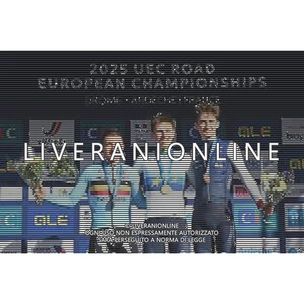 05-10-2025 European Championships Elite; 2025, Uae Team Emirates - Xrg; 2025, Soudal - Quick Step; 2025, Decathlon - Ag2r La Mondiale; Pogacar, Tadej; Evenepoel, Remco; Seixas, Paul; Guilherand Granges; ©SIROTTI - AGENZIA ALDO LIVERANI SAS