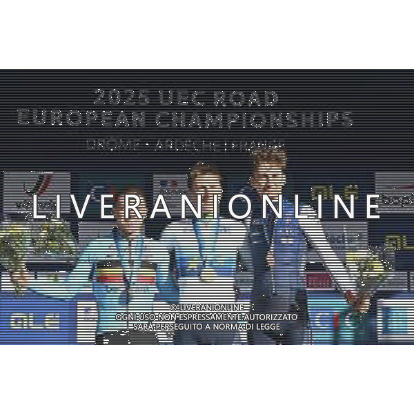 05-10-2025 European Championships Elite; 2025, Uae Team Emirates - Xrg; 2025, Soudal - Quick Step; 2025, Decathlon - Ag2r La Mondiale; Pogacar, Tadej; Evenepoel, Remco; Seixas, Paul; Guilherand Granges; ©SIROTTI - AGENZIA ALDO LIVERANI SAS
