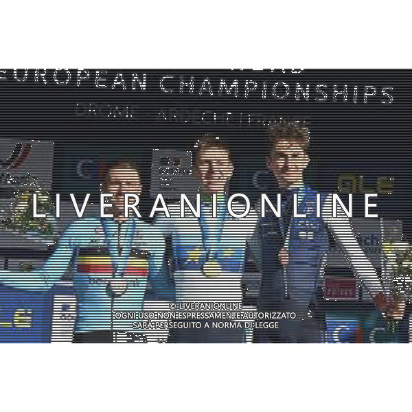 05-10-2025 European Championships Elite; 2025, Uae Team Emirates - Xrg; 2025, Soudal - Quick Step; 2025, Decathlon - Ag2r La Mondiale; Pogacar, Tadej; Evenepoel, Remco; Seixas, Paul; Guilherand Granges; ©SIROTTI - AGENZIA ALDO LIVERANI SAS