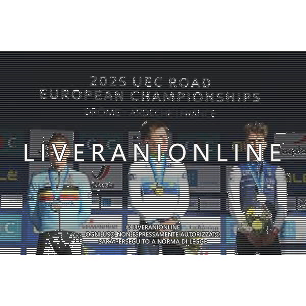 05-10-2025 European Championships Elite; 2025, Uae Team Emirates - Xrg; 2025, Soudal - Quick Step; 2025, Decathlon - Ag2r La Mondiale; Pogacar, Tadej; Evenepoel, Remco; Seixas, Paul; Guilherand Granges; ©SIROTTI - AGENZIA ALDO LIVERANI SAS