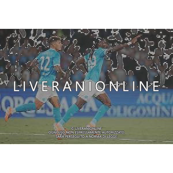 TVPM Napoli, Genoa Nella foto: esultanza Frank Anguissa Foto Mosca, Ag.Liverani- AGENZIA ALDO LIVERANI SAS -TVPM Napoli - Genoa Campionato Calcio Serie A 05.10.2025