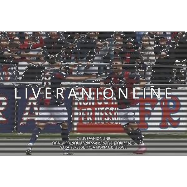 Riccardo Orsolini of Bologna FC. celebrates after scoring with Nicolò Cambiaghi of Bologna FC during Bologna BFC vs Pisa SC, 6° Serie A Enilive 2025-26 game at Renato Dall\'Ara stadium in Bologna (BO), Italy, on October 05, 2025. (Photo by Davide Casentini) AG ALDO LIVERANI SAS