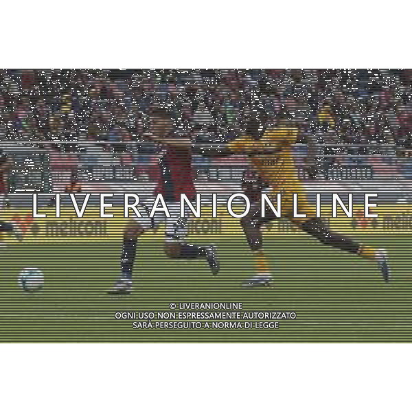 Idrissa Tourè of Pisa SC gives a foul Nicolò Cambiaghi of Bologna FC during Bologna BFC vs Pisa SC, 6° Serie A Enilive 2025-26 game at Renato Dall\'Ara stadium in Bologna (BO), Italy, on October 05, 2025. (Photo by Davide Casentini) AG ALDO LIVERANI SAS