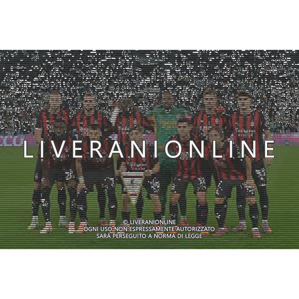 Torino 05.10.2025 Allianz Stadium @Manuela Viganti /Ag. Aldo Liverani sas Juventus vs Milan Campionato Calcio Serie A Enilive 2025/2026 6a giornata Nella foto: la formazione del milan da sx verso dx: strahinja pavlovic, adrien rabiot, youssouf fofana, mike maignan, matteo gabbia, davide bartesaghi, fikayo tomori, santiago gimenez, alexis saelemaekers, cristian pulisic, luka modric