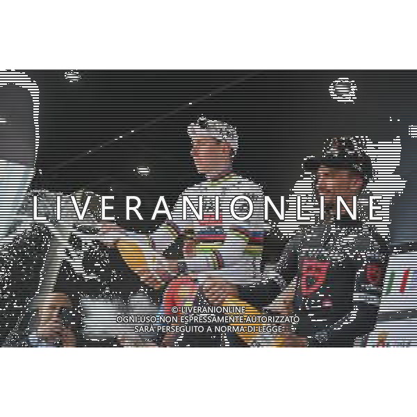 07-10-2025 Tre Valli Varesine; 2025, Uae Team Emirates - Xrg; 2025, Lidl - Trek; 2025, Tudor; Pogacar, Tadej; Philipsen, Albert Withen; Alaphilippe, Julian; Varese; ©SIROTTI - AGENZIA ALDO LIVERANI SAS