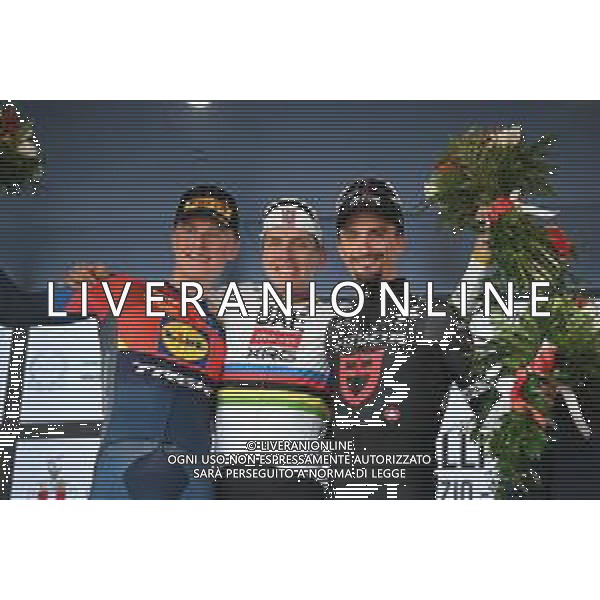 07-10-2025 Tre Valli Varesine; 2025, Uae Team Emirates - Xrg; 2025, Lidl - Trek; 2025, Tudor; Pogacar, Tadej; Philipsen, Albert Withen; Alaphilippe, Julian; Varese; ©SIROTTI - AGENZIA ALDO LIVERANI SAS