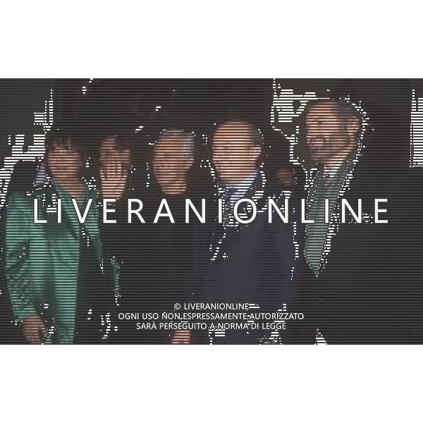 DIAP-RETROSPETTIVA ALBERTO RUSCONI EDITORE NELLA FOTO ALBERTO RUSCONI CON KRIZIA MANDELLI GIORGIO ARMANI E GIANNI VERSACE AG ALDO LIVERANI SAS