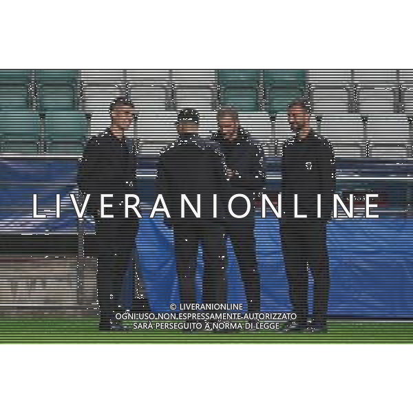 TVPG Estonia vs Italia nella foto Gianluca Mancini, Bryan Cristante e Leonardo Bonucci ,(Italia) t10-10-2025 A. Le Coq Arena, Tallinn (EST) - Italia Pre match Press Conference European Qualifiers - FIFA World Cup 2026 Matchday 7 ©TVPG Pasquale Golia - AG ALDO LIVERANI SAS