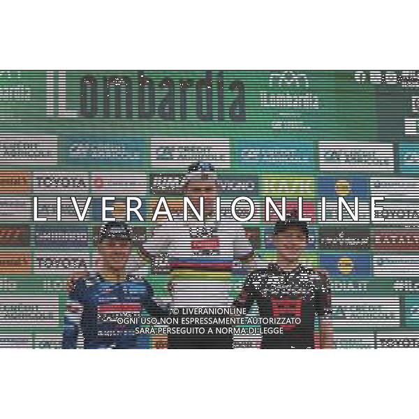 11-10-2025 Giro Di Lombardia; 2025, Uae Team Emirates - Xrg; 2025, Soudal - Quick Step; 2025, Tudor; Pogacar, Tadej; Evenepoel, Remco; Storer, Michale; Bergamo; ©SIROTTI - AG ALDO LIVERANI SAS