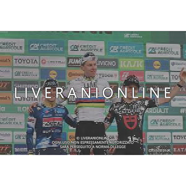 11-10-2025 Giro Di Lombardia; 2025, Uae Team Emirates - Xrg; 2025, Soudal - Quick Step; 2025, Tudor; Pogacar, Tadej; Evenepoel, Remco; Storer, Michale; Bergamo; ©SIROTTI - AG ALDO LIVERANI SAS