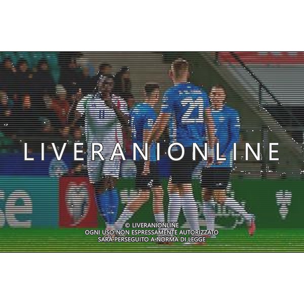 TVEM October 11, 2025 Tallinn, Estonia - Estonia vs Italy - European Qualifiers FIFA World Cup 2026 Matchday 7 - A. Le Coq Arena. In the pic: Moise Kean of Italy celebrates after scoring a goal ©TVEM Emmanuele Mastrodonato - AGENZIA ALDO LIVERANI SAS