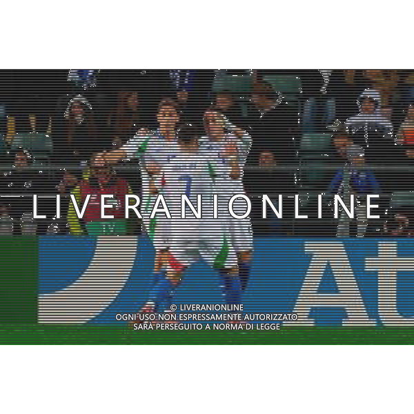 TVEM October 11, 2025 Tallinn, Estonia - Estonia vs Italy - European Qualifiers FIFA World Cup 2026 Matchday 7 - A. Le Coq Arena. In the pic: Mateo Retegui of Italy celebrates after scoring a goal with Pio Esposito of Italy and Riccardo Orsolini of Italy ©TVEM Emmanuele Mastrodonato - AGENZIA ALDO LIVERANI SAS