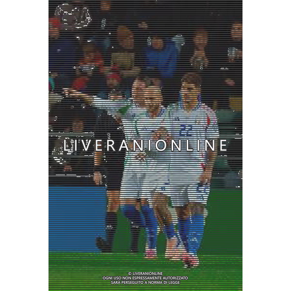 TVEM October 11, 2025 Tallinn, Estonia - Estonia vs Italy - European Qualifiers FIFA World Cup 2026 Matchday 7 - A. Le Coq Arena. In the pic: Mateo Retegui of Italy celebrates after scoring a goal with teammates ©TVEM Emmanuele Mastrodonato - AGENZIA ALDO LIVERANI SAS