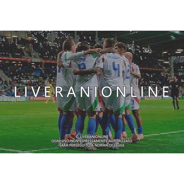 TVEM October 11, 2025 Tallinn, Estonia - Estonia vs Italy - European Qualifiers FIFA World Cup 2026 Matchday 7 - A. Le Coq Arena. In the pic: Pio Esposito of Italy celebrates after scoring a goal with teammates ©TVEM Emmanuele Mastrodonato - AGENZIA ALDO LIVERANI SAS