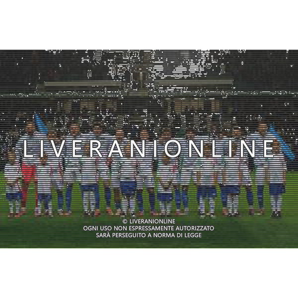 TVEM October 11, 2025 Tallinn, Estonia - Estonia vs Italy - European Qualifiers FIFA World Cup 2026 Matchday 7 - A. Le Coq Arena. In the pic: Players of Italy line up during the National Anthems - formazione italiana schierata durante l’inno nazionale ©TVEM Emmanuele Mastrodonato - AGENZIA ALDO LIVERANI SAS