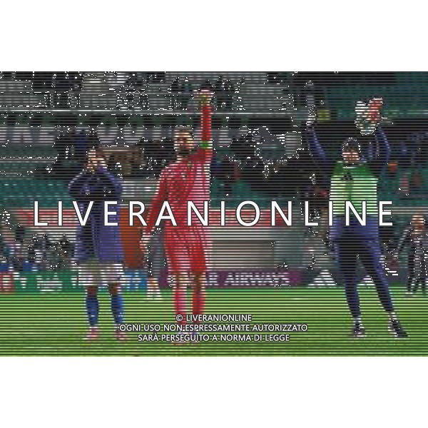 TVEM October 11, 2025 Tallinn, Estonia - Estonia vs Italy - European Qualifiers FIFA World Cup 2026 Matchday 7 - A. Le Coq Arena. In the pic: Gianluigi Donnarumma of Italy, Riccardo Orsolini of Italy and Guglielmo Vicario of Italy greet the fans ©TVEM Emmanuele Mastrodonato - AGENZIA ALDO LIVERANI SAS