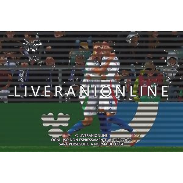 TVEM October 11, 2025 Tallinn, Estonia - Estonia vs Italy - European Qualifiers FIFA World Cup 2026 Matchday 7 - A. Le Coq Arena. In the pic: Mateo Retegui of Italy celebrates after scoring a goal with francesco Pio Esposito of Italy ©TVEM Emmanuele Mastrodonato - AGENZIA ALDO LIVERANI SAS