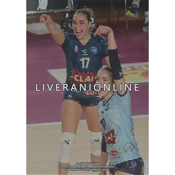 IMOLA 10 10 2025 CLAI IMOLA PALLAVOLO-TRASPORTI BRESSAN OFFANENGO SERIE A2 NELLA FOTO ELENA FORESI E ARIANNA GAMBINI CLAI IMOLA PALLAVOLO FOTO GIANNI SANNA-AG ALDO LIVERANI SAS