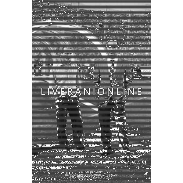 NEG- RETROSPETTIVA GIOVANNI TRAPATTONI ALLENATORE JUVENTUS NELLA FOTO GIOVANNI TRAPATTONI CON NEDO SONETTI ALLENATORE ATALANTA CAMPIONATO CALCIO SERIE A - NELL’ANNO 1984 - 1985 AG ALDO LIVERANI SAS