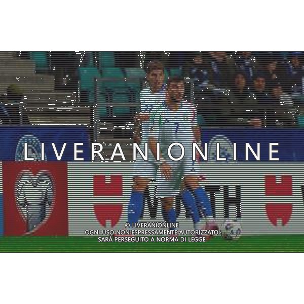 TVEM October 11, 2025 Tallinn, Estonia - Estonia vs Italy - European Qualifiers FIFA World Cup 2026 Matchday 7 - A. Le Coq Arena. In the pic: Riccardo Orsolini of Italy and Giovanni Di Lorenzo of Italy ©TVEM Emmanuele Mastrodonato - AGENZIA ALDO LIVERANI SAS
