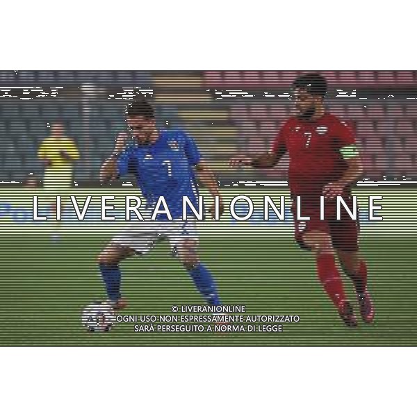 TVRCOR – Nazionale maschile Under 21 – qualificazione Europei U21 – Italia U-21 vs Armenia U-21 - Fase a gironi Gruppo E – Stadio Giovanni Zini Cremona (CR) 14-10-2025 nella foto Luigi Cherubini e Misak Hakobyan foto roberta corradin-ag aldo liverani sas