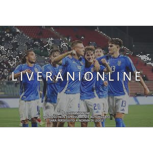 TVRCOR – Nazionale maschile Under 21 – qualificazione Europei U21 – Italia U-21 vs Armenia U-21 - Fase a gironi Gruppo E – Stadio Giovanni Zini Cremona (CR) 14-10-2025 nella foto esultanza dopo il goal di Francesco Camarda ©TVRCOR Corradin Roberta - AGENZIA ALDO LIVERANI SAS