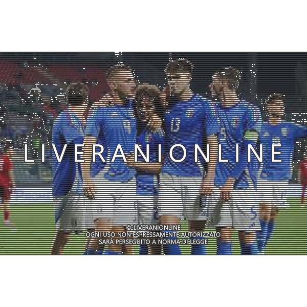 TVRCOR – Nazionale maschile Under 21 – qualificazione Europei U21 – Italia U-21 vs Armenia U-21 - Fase a gironi Gruppo E – Stadio Giovanni Zini Cremona (CR) 14-10-2025 nella foto esultanza dopo il goal di Francesco Camarda ©TVRCOR Corradin Roberta - AGENZIA ALDO LIVERANI SAS