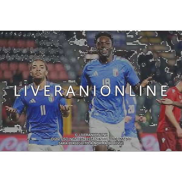 TVRCOR – Nazionale maschile Under 21 – qualificazione Europei U21 – Italia U-21 vs Armenia U-21 - Fase a gironi Gruppo E – Stadio Giovanni Zini Cremona (CR) 14-10-2025 nella foto esultanza dopo il goal di Jeff Ekhator ©TVRCOR Corradin Roberta - AGENZIA ALDO LIVERANI SAS