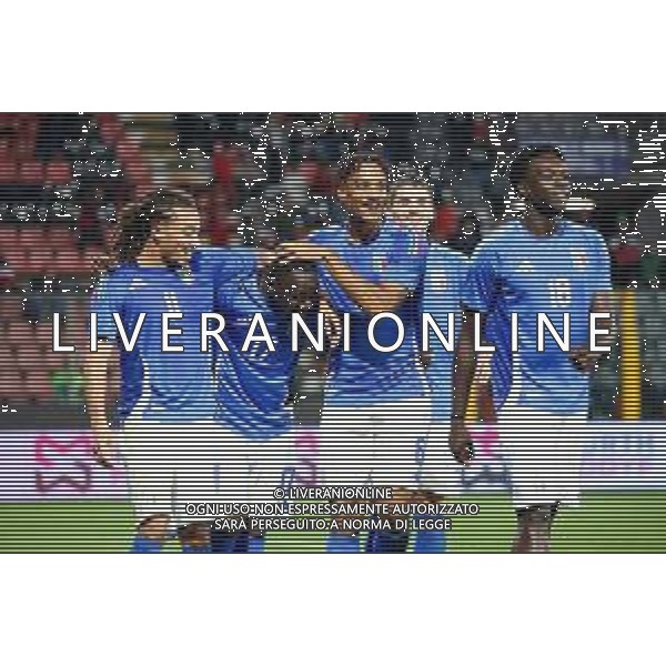 TVRCOR – Nazionale maschile Under 21 – qualificazione Europei U21 – Italia U-21 vs Armenia U-21 - Fase a gironi Gruppo E – Stadio Giovanni Zini Cremona (CR) 14-10-2025 nella foto esultanza dopo il goal Seydou Finì ©TVRCOR Corradin Roberta - AGENZIA ALDO LIVERANI SAS
