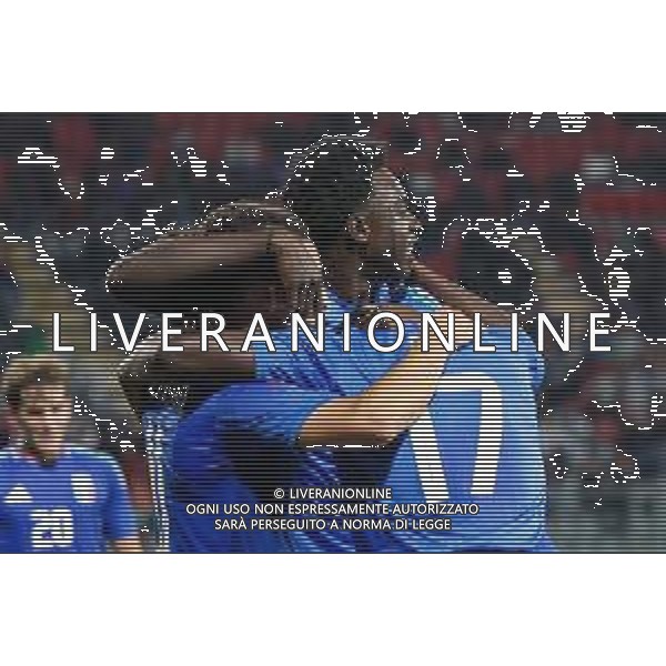 TVRCOR – Nazionale maschile Under 21 – qualificazione Europei U21 – Italia U-21 vs Armenia U-21 - Fase a gironi Gruppo E – Stadio Giovanni Zini Cremona (CR) 14-10-2025 nella foto esutanza dopo il goal di Jeff Ekhator ©TVRCOR Corradin Roberta - AGENZIA ALDO LIVERANI SAS