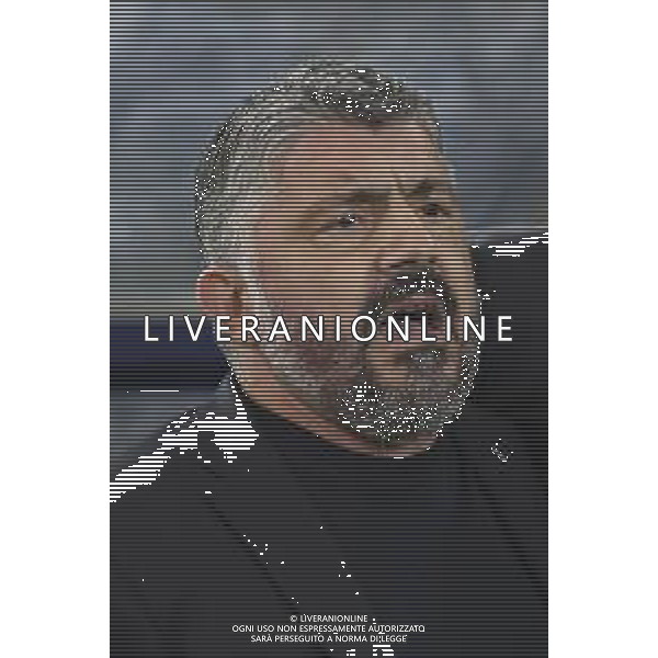 Gennaro Gattuso Head Coach of Italy sing the national anthem durig Italy vs Israel, European Qualifier, Group I, matchday 8, game at Bluenergy stadium in Udine (UD), Italy, on October 14, 2025. (Photo by Davide Casentini) ©TVDC Casentini Davide - AGENZIA ALDO LIVERANI SAS
