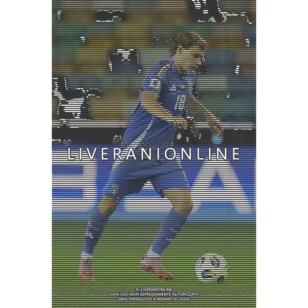 Nicolo’ Barella of Italy play the ball during Italy vs Israel, European Qualifier, Group I, matchday 8, game at Bluenergy stadium in Udine (UD), Italy, on October 14, 2025. (Photo by Davide Casentini) ©TVDC Casentini Davide - AGENZIA ALDO LIVERANI SAS