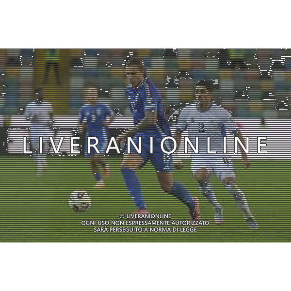 Riccardo Calafiori of Italy play the ball during Italy vs Israel, European Qualifier, Group I, matchday 8, game at Bluenergy stadium in Udine (UD), Italy, on October 14, 2025. (Photo by Davide Casentini) ©TVDC Casentini Davide - AGENZIA ALDO LIVERANI SAS