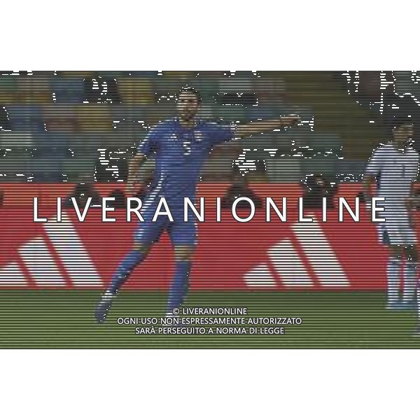 Manuel Locatelli of Italy gestures during Italy vs Israel, European Qualifier, Group I, matchday 8, game at Bluenergy stadium in Udine (UD), Italy, on October 14, 2025. (Photo by Davide Casentini) ©TVDC Casentini Davide - AGENZIA ALDO LIVERANI SAS