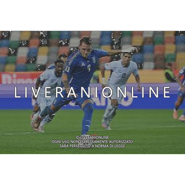 TVRG Italia vs Israele nella foto Mateo Retegui (Italia) segna il gol dell\'1 a 0 Udine 14-10-2025 Stadio Friuli Italia vs Israele Qualificazioni Mondiali 2026 Gruppo I - 8a giornata foto Roberto Garavaglia/Agenzia Aldo Liverani sas