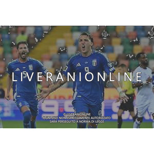 TVRG Italia vs Israele nella foto Mateo Retegui (Italia) esultanza dopo il gol dell\'1 a 0 Udine 14-10-2025 Stadio Friuli Italia vs Israele Qualificazioni Mondiali 2026 Gruppo I - 8a giornata foto Roberto Garavaglia/Agenzia Aldo Liverani sas