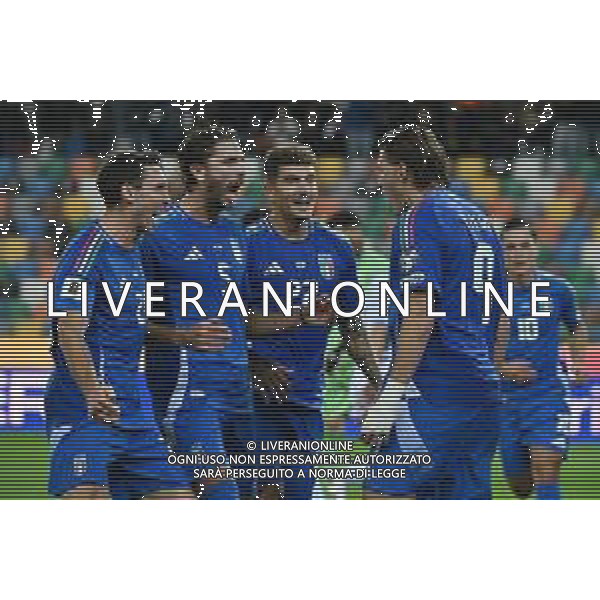 TVRG Italia vs Israele nella foto giocatori Italia esultanza dopo il gol dell\'1 a 0 Udine 14-10-2025 Stadio Friuli Italia vs Israele Qualificazioni Mondiali 2026 Gruppo I - 8a giornata foto Roberto Garavaglia/Agenzia Aldo Liverani sas