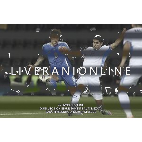 Sandro Tonali of Italy battle for the ball with Anan Khalaili of Israel during Italy vs Israel, European Qualifier, Group I, matchday 8, game at Bluenergy stadium in Udine (UD), Italy, on October 14, 2025. (Photo by Davide Casentini) ©TVDC Casentini Davide - AGENZIA ALDO LIVERANI SAS