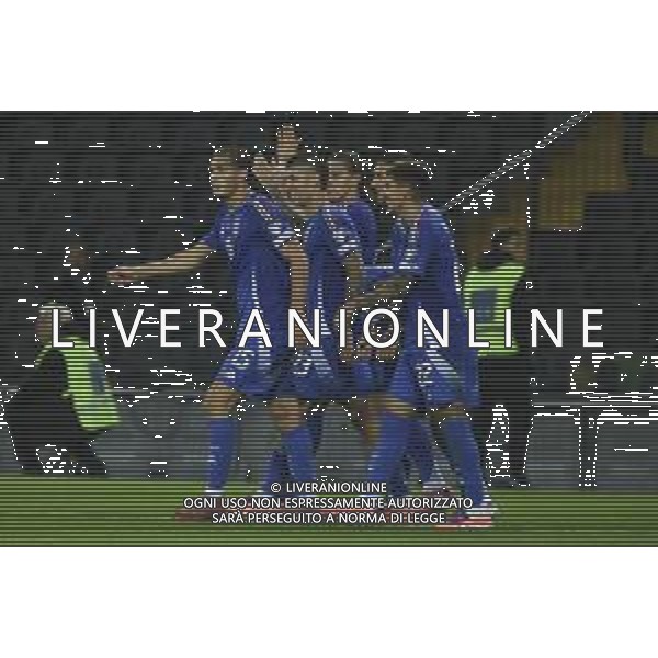 Gianluca Mancini of Italy celebrates the goal with team mate during Italy vs Israel, European Qualifier, Group I, matchday 8, game at Bluenergy stadium in Udine (UD), Italy, on October 14, 2025. (Photo by Davide Casentini) ©TVDC Casentini Davide - AGENZIA ALDO LIVERANI SAS