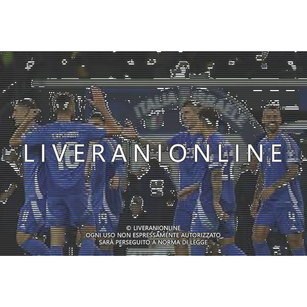 Gianluca Mancini of Italy celebrates the goal with team mate during Italy vs Israel, European Qualifier, Group I, matchday 8, game at Bluenergy stadium in Udine (UD), Italy, on October 14, 2025. (Photo by Davide Casentini) ©TVDC Casentini Davide - AGENZIA ALDO LIVERANI SAS